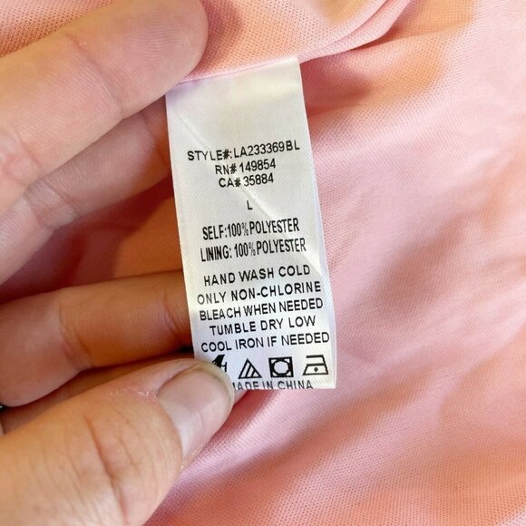 NEW Sage The Label Off Shoulder Mini Dress L Pink Polka Dot Ruffle Tiered Boho - Picture 10 of 12